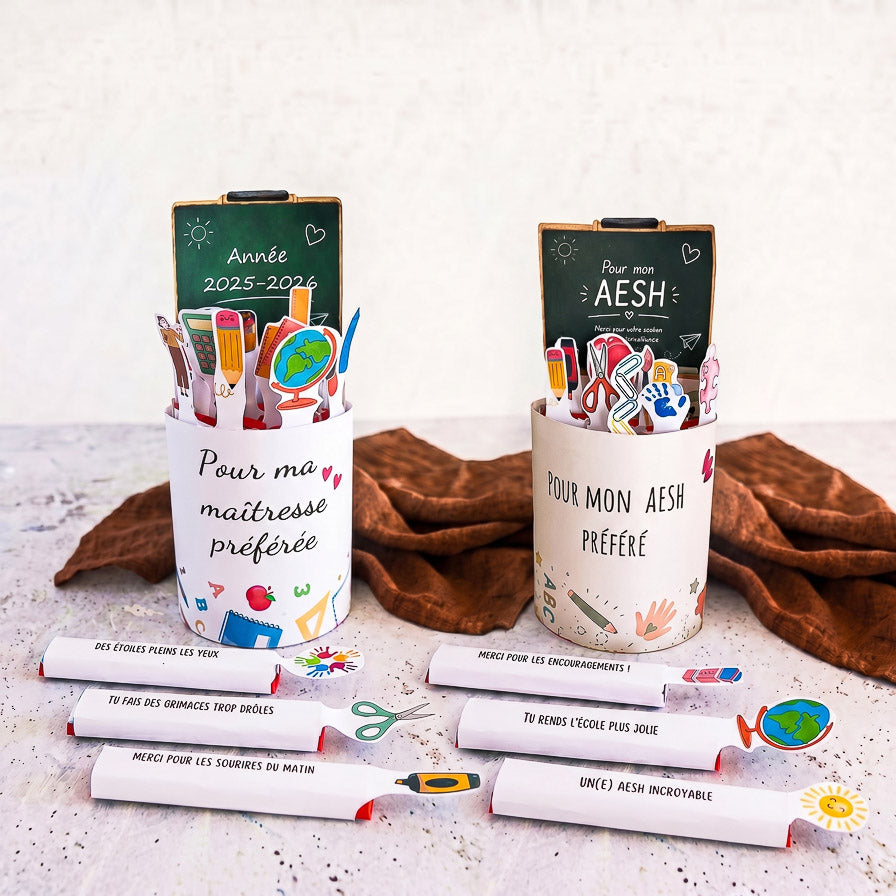 Duo-Pack Kinder Maxi-Bandrollen "Lehrerin & AESH" – Druckvorlagen