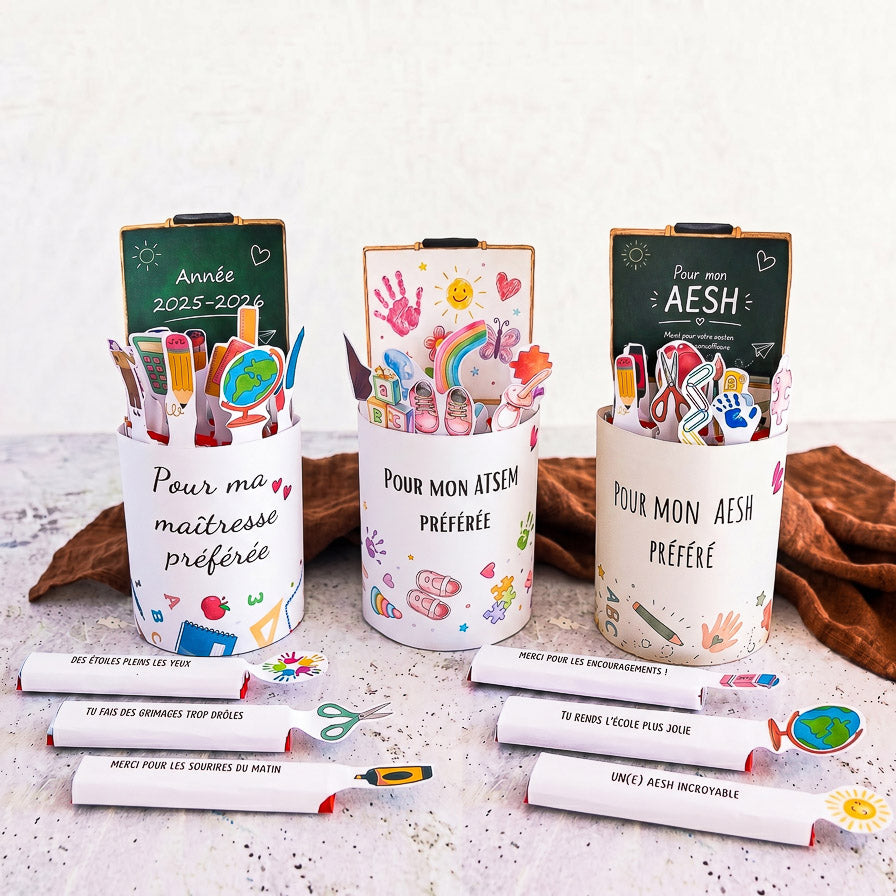 Pack Trío de Banderolas Kinder Maxi "Maestra, ATSEM & AESH" - Modelos para Imprimir
