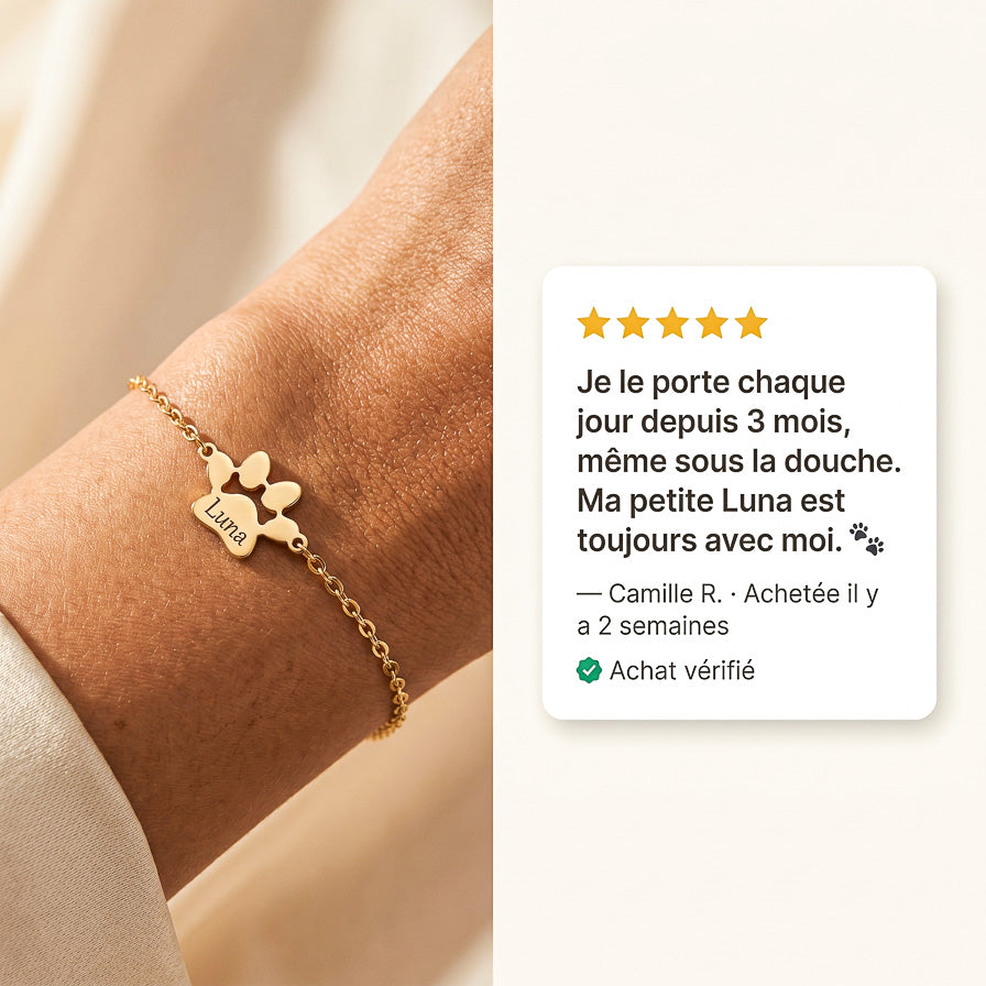 Le Bracelet Patte Gravée - Prénom de Votre Animal
